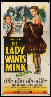 1b694 LADY WANTS MINK 3sh '52 art of Dennis O'Keefe, Ruth Hussey, Eve Arden & Mabel the Mink!