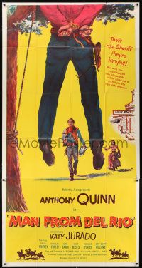 1b728 MAN FROM DEL RIO 3sh '56 great art of gunslinger Anthony Quinn walking toward hanged man!
