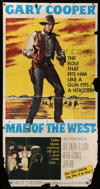 1b729 MAN OF THE WEST 3sh '58 Anthony Mann, Cooper's role that fits him like a gun fits a holster!