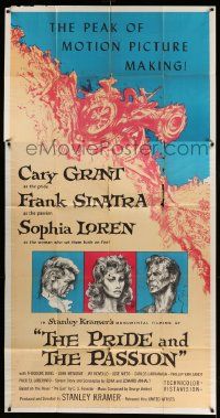 1b811 PRIDE & THE PASSION 3sh '57 Fredenthal art of Cary Grant, Frank Sinatra, sexy Sophia Loren!