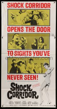 1b865 SHOCK CORRIDOR 3sh '63 Sam Fuller's masterpiece that exposed psychiatric treatment, rare!