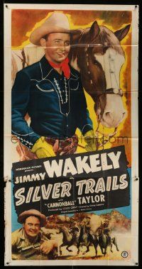 1b870 SILVER TRAILS 3sh '48 Jimmy Wakely standing by horse + Dub Cannonball Taylor!