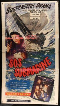 1b888 SOS SUBMARINE 3sh '48 story of 13 doomed men aboard a sunken sub, and their women who waited!