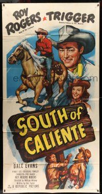 1b889 SOUTH OF CALIENTE 3sh '51 cool art of Roy Rogers riding Trigger + pretty Dale Evans!
