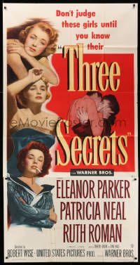 1b929 THREE SECRETS 3sh '50 Eleanor Parker, Patricia Neal & Ruth Roman, don't judge them!