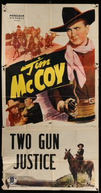 1b934 TIM MCCOY 3sh '48 great close image with smoking gun, Two Gun Justice!