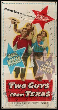 1b952 TWO GUYS FROM TEXAS 3sh '48 Dorothy Malone & Penny Edwards riding Dennis Morgan & Jack Carson!