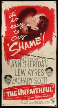 1b955 UNFAITHFUL 3sh '47 shameless Ann Sheridan, Lew Ayres, if she were yours could you forgive?
