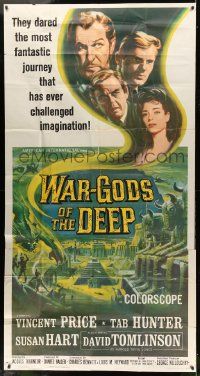 1b969 WAR-GODS OF THE DEEP 3sh '65 Vincent Price, Jacques Tourneur sci-fi, Reynold Brown art!