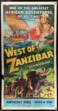 1b972 WEST OF ZANZIBAR 3sh '54 Anthony Steel, Ealing Studios Africa safari, cool elephant art!