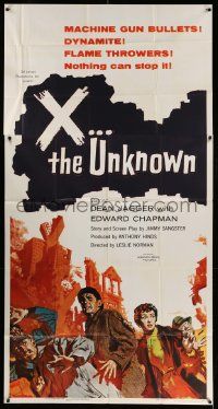 1b989 X THE UNKNOWN 3sh '57 spooky Hammer sci-fi, Dean Jagger, nothing can stop it!