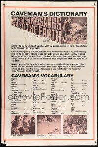 1b019 WHEN DINOSAURS RULED THE EARTH 40x60 '71 Hammer, great caveman's vocabulary dictionary!