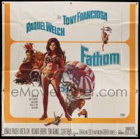 1b080 FATHOM 6sh '67 art of sexy nearly-naked Raquel Welch in skydiving harness & action scenes!