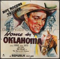 1b085 HOME IN OKLAHOMA 6sh '46 great huge headshot art of Roy Rogers, plus Dale Evans & Gabby!