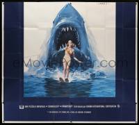 1b089 JAWS 2 Spanish/U.S. 6sh '78 art of giant shark attacking girl on water skis by Lou Feck!