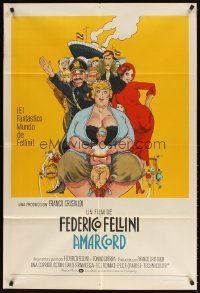 1b276 AMARCORD Argentinean '74 Federico Fellini classic comedy, art by Juliano Geleng!