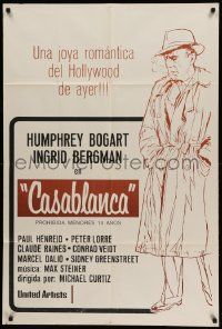 1b292 CASABLANCA Argentinean R70s different art of Humphrey Bogart, Michael Curtiz classic!