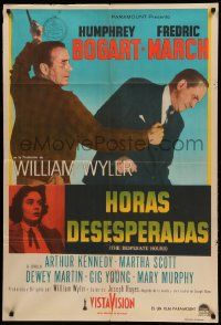 1b302 DESPERATE HOURS Argentinean '55 Humphrey Bogart attacking Fredric March, William Wyler