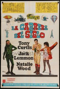 1b338 GREAT RACE standing style Argentinean '65 art of Tony Curtis, Jack Lemmon & Natalie Wood!