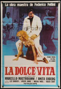 1b357 LA DOLCE VITA Argentinean R80s Fellini, image of Mastroianni astride Franca Pasut!