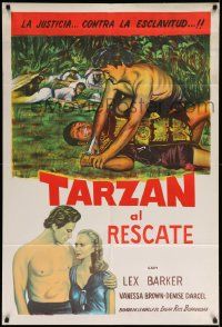 1b407 TARZAN & THE SLAVE GIRL Argentinean R1960 different art of Lex Barker pinning man to ground!