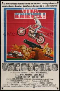 1b434 VIVA KNIEVEL Argentinean '77 best artwork of the greatest daredevil jumping his motorcycle!