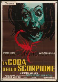 1b160 CASE OF THE SCORPION'S TAIL Italian 1p '71 wild artwork of terrified girl & scorpion!