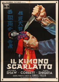 1b165 CRIMSON KIMONO Italian 1p '60 Sam Fuller, wild different art of knife & Japanese doll!