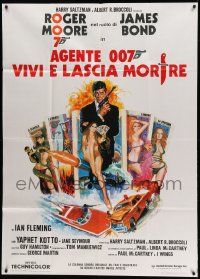 1b198 LIVE & LET DIE Italian 1p R70s McGinnis art of Roger Moore as James Bond & sexy tarot cards!
