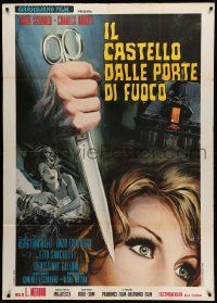 1b218 SCREAM OF THE DEMON LOVER Italian 1p '71 Roger Corman, Casaro art of scared woman & scissors!