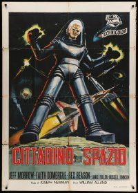 1b240 THIS ISLAND EARTH Italian 1p R64 cool different DeAmicis art of Jeff Morrow in space suit!