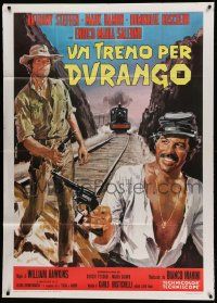1b243 TRAIN FOR DURANGO Italian 1p '73 art of stars with guns on railroad tracks by De Seta!