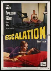 1b120 ESCALATION Italian 2p '68 art of sexy Claudine Auger wearing only body paint + seducing man!