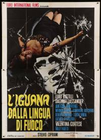 1b127 IGUANA WITH THE TONGUE OF FIRE Italian 2p '71 Dagmar Lassander over broken glass, giallo!