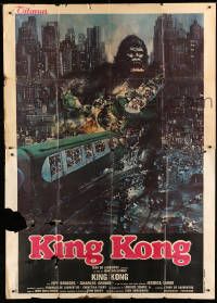1b129 KING KONG Italian 2p '76 completely different art of BIG Ape destroying train by John Berkey