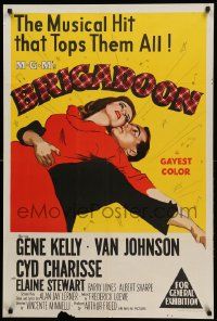 1c710 BRIGADOON Aust 1sh '54 great romantic close up art of Gene Kelly & Cyd Charisse!