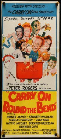 1c775 CARRY ON ROUND THE BEND Aust daybill '71 Sidney James, Kenneth Williams, wacky art!