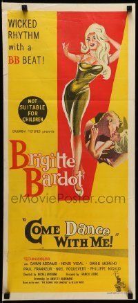 1c784 COME DANCE WITH ME Aust daybill '59 Voulez-vous Danser avec Moi?, beckoning Brigitte Bardot!