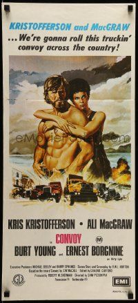 1c785 CONVOY Aust daybill '78 art of barechested trucker Kris Kristofferson & sexy Ali McGraw!