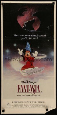1c817 FANTASIA Aust daybill R82 Walt Disney, wonderful image of Mickey from Sorcerer's Apprentice!
