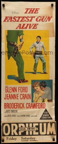 1c820 FASTEST GUN ALIVE Aust daybill '56 art of duelling Glenn Ford reaching for his gun!