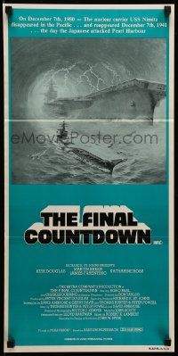 1c823 FINAL COUNTDOWN Aust daybill R80s cool sci-fi artwork of the U.S.S. Nimitz aircraft carrier!