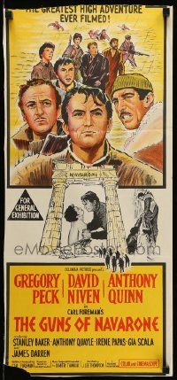 1c841 GUNS OF NAVARONE Aust daybill R60s stone litho of Gregory Peck, David Niven & Anthony Quinn!