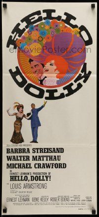 1c847 HELLO DOLLY Aust daybill '70 art of Barbra Streisand & Walter Matthau by Richard Amsel!