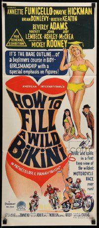 1c850 HOW TO STUFF A WILD BIKINI Aust daybill '65 Annette Funicello, Buster Keaton, bikini art!