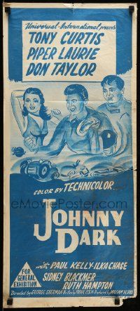 1c865 JOHNNY DARK Aust daybill R50s Tony Curtis, Piper Laurie, Don Taylor, car racing!