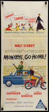 1c891 MONKEYS GO HOME Aust daybill '67 Disney, art of Maurice Chevalier, Yvette Mimieux & apes!