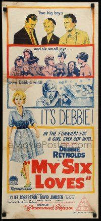 1c894 MY SIX LOVES Aust daybill '62 Debbie Reynolds in the funniest fix a girl ever got into!