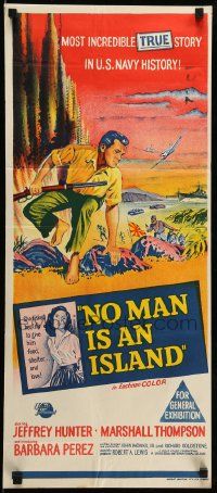 1c897 NO MAN IS AN ISLAND Aust daybill '62 U.S. Navy sailor Jeffrey Hunter in Guam!