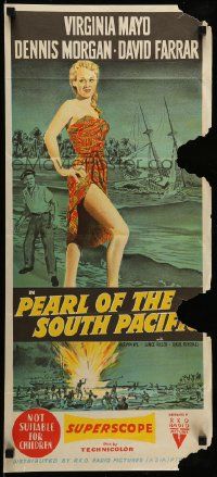 1c904 PEARL OF THE SOUTH PACIFIC Aust daybill '55 sexy Virginia Mayo in sarong & Dennis Morgan!